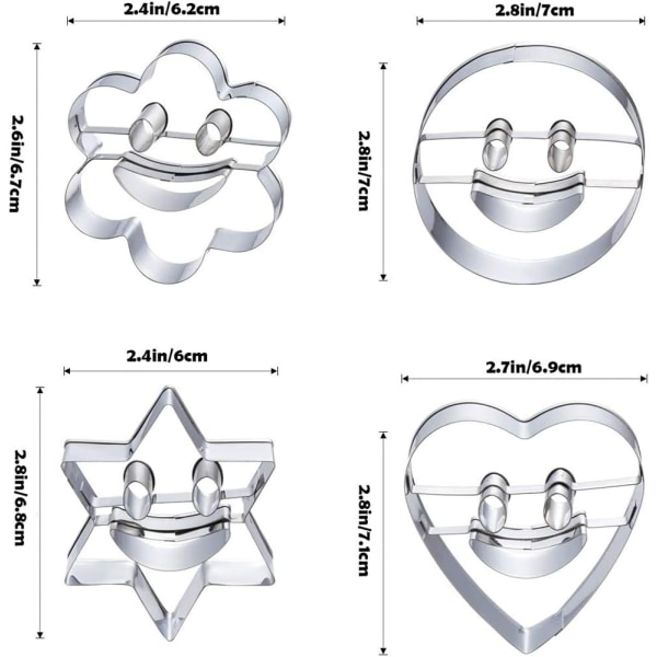 4 st Cookie Cutter Cookie Cutter Rostfritt Stål Biscuit Form
