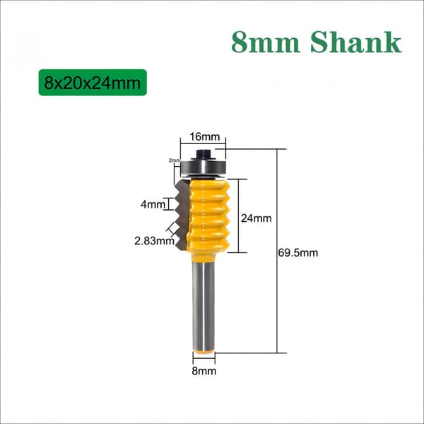 8mm skaft räls finger omkastbar fogsvans lim bit kon tapp