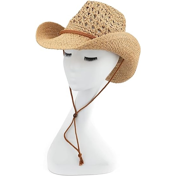 Vuxen Sol Halm Western Cowboyhatt, Khaki