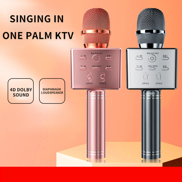 Trådlös Bluetooth Karaoke Mikrofon, 3 i 1 Bärbar Handhållen Ka