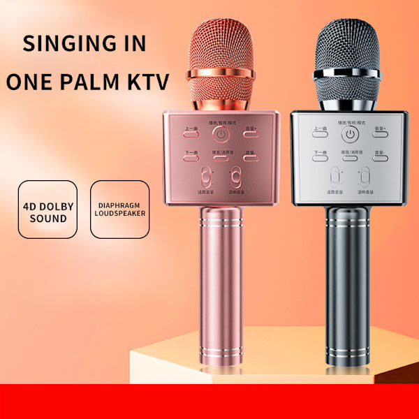 Trådløs Bluetooth Karaoke Mikrofon, 3 i 1 Bærbar Håndholdt Ka