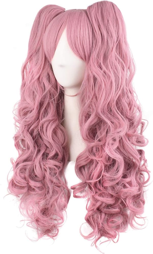 28\"/70cm Lång Lockig Flätad Damperuk (Rosa)