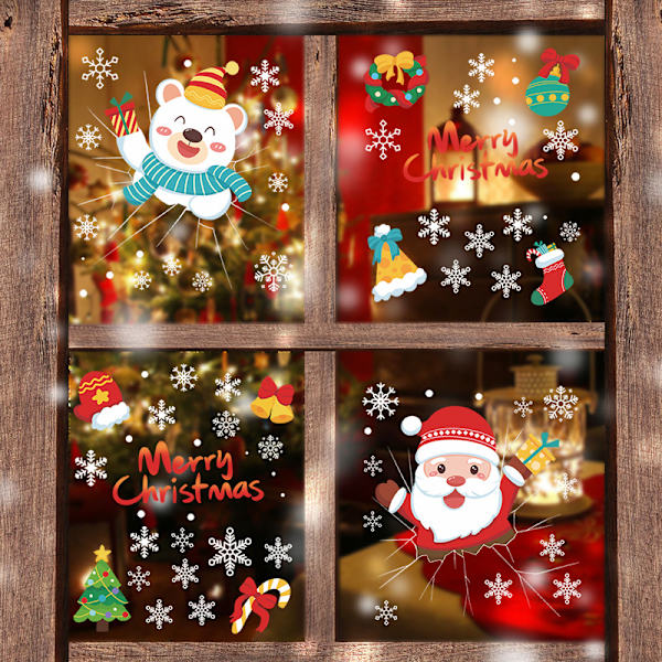 Statisk UV Santa Claus Snowman Snowflake Väggdekor Jul De