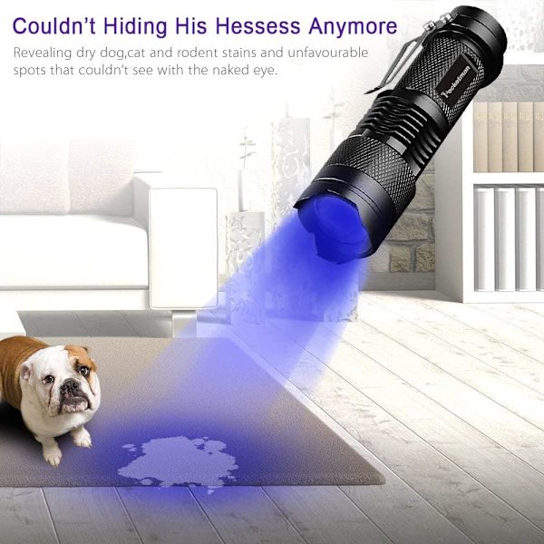 SK68 Yksitilainen 300LM Zoomable 396nm UV-Ultraviolet LED Musta Salama