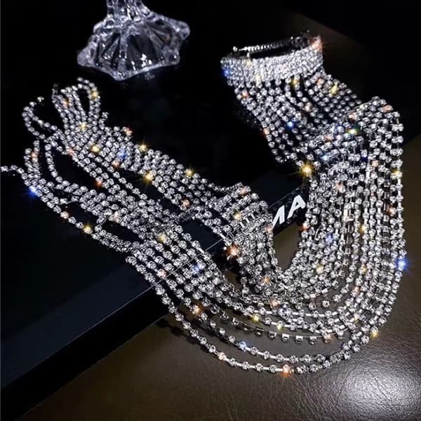 Fuld Rhinestone Hårnåle til Kvinder Lang Kvast Krystal Hår Tilbehør