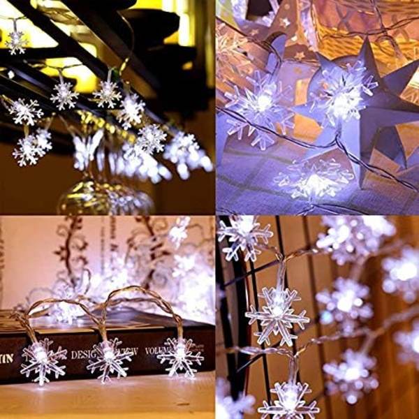 Lumihiutale-valosarja 3M 20 kpl Led-paristokäyttöinen valosarja Valkoinen koriste jouluun