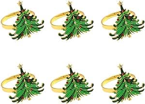 6 delar jul servettringar julgran servettring hållare