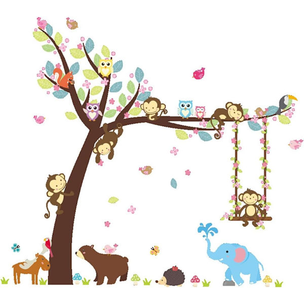 Animals Wall Sticker Mural Decal Soveværelse Børn Baby Børneværelse Stue