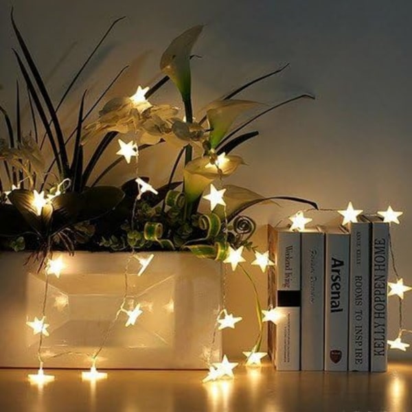 LED frostet stjernelys, batteridrevet, brukt til fester, hager, jul, halloween, bryllup, lysdekorasjoner etc, 2M 20 lys