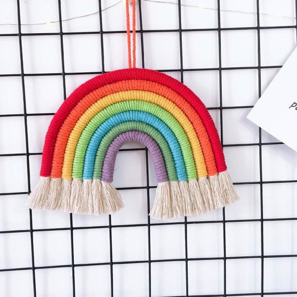 Regnbågsväggbonad i macramé, gobeläng för boho-dekoration pojkar R