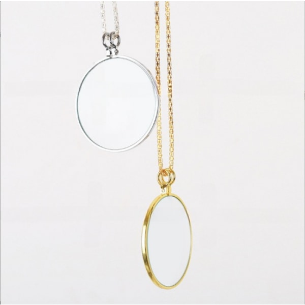 Silverförstoringsglaslins på halsband Silverkedja Förstoringsglas