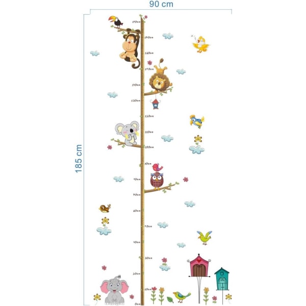 Animals Wall Stickers Højde Vækst Måling Chart Wall Decals