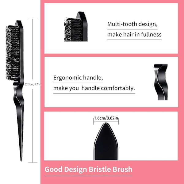 3-osainen hiusharjasarja Provocative Hairbrush Mouse Tail Comb Edge