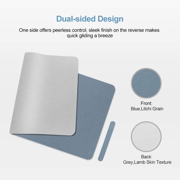 Double Sided Large PU Leather Mouse Pad and Desk Pad (1 Piece 60x30cm Sky Blue)