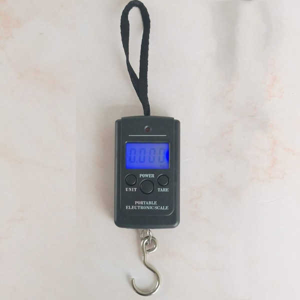 Kannettava vaaka taustavalaistulla LCD-näytöllä 40 kg Elektroninen vaaka Matkatavara vaaka (Musta)