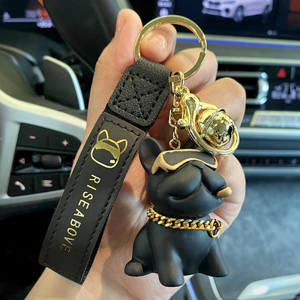 Svart nøkkelring anheng nøkkelring personlig bulldog nøkkelring bil