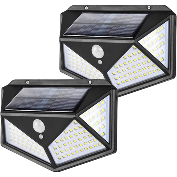 Udendørs solcellelamper, 100 LED solcellebevægelsessensor sikkerhedslys,