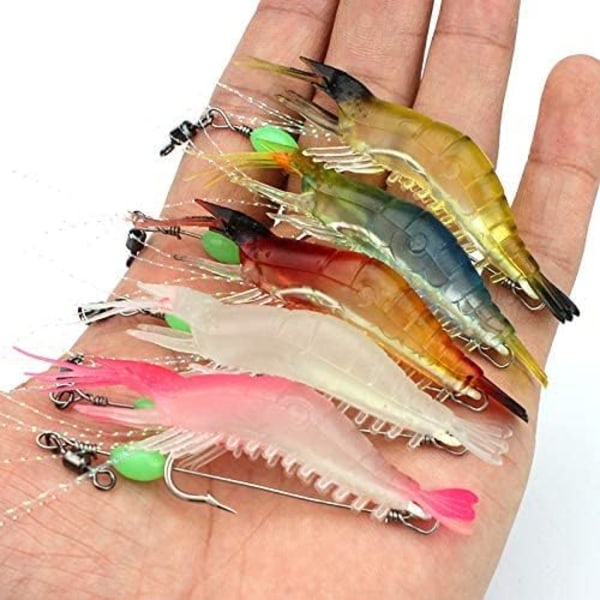 7pcs Soft Luminous Shrimp Lure Set, 7Colors Shrimp Bait Shrimp Lu