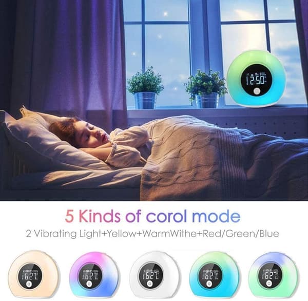Vækkeur med lys og Bluetooth-højttaler, natlampe til børn