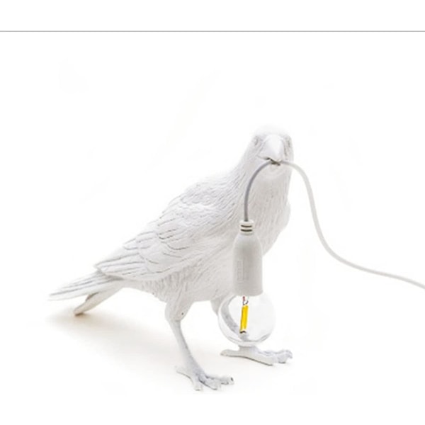 (Vit) Raven Bordslampa, Realistic Resin stående skrivbordslampa, LED