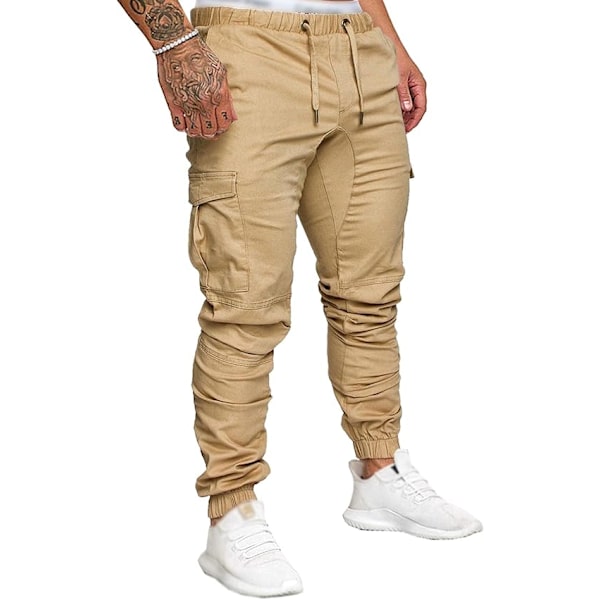 Herr Joggerbyxor Cargo Sweatpants Elastisk Midja Sweatpants Plus