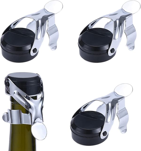 Champagne Kork Stopper 4 Stycken Mousserande Vin Rostfritt Stål Ch