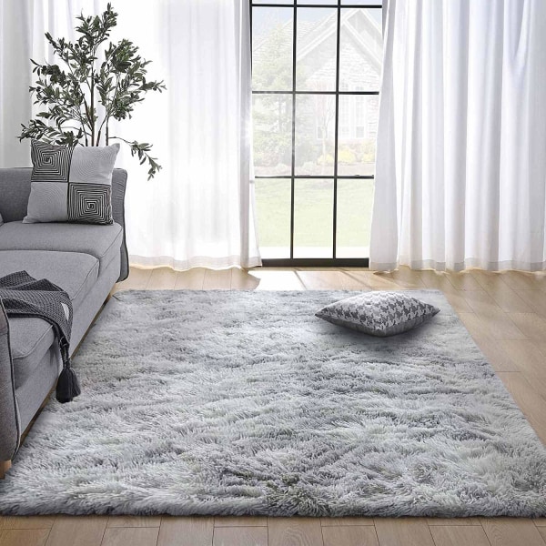 (80x160cm, Grå) Fluffig lurvig matta Mjuk halkfri matta för sovrum L