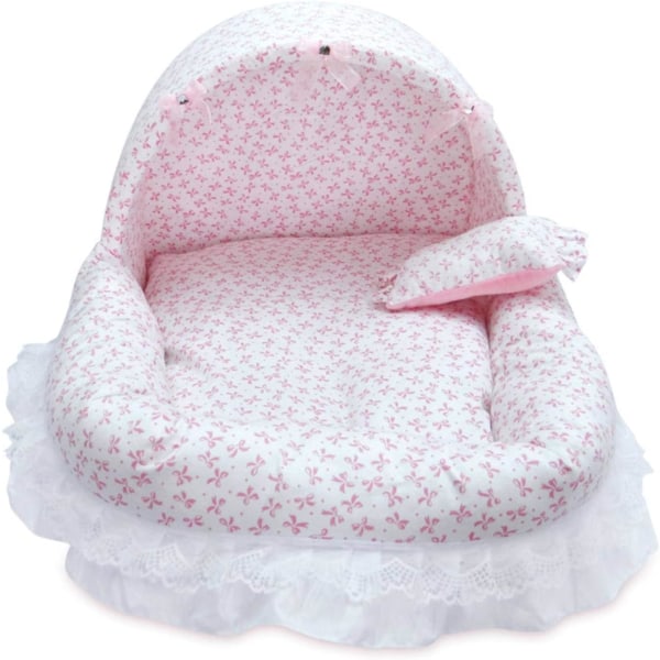 Lyxig prinsesshusdjurssäng med bekväm kudde hundkorg härlig kattbädd valpmatta soffa hundhus bo sovdyna kennel M rosa