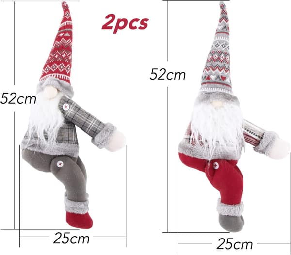 2 st julgardinband med spänne, söt tomte