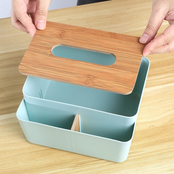 Rektangulær servietbeholder Servietbeholder Servietbeholder med bambuslåg Desktop Organizer til stue badeværelse