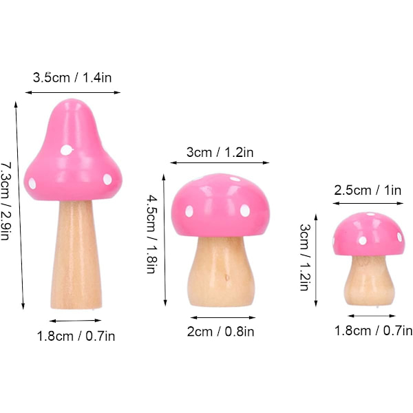 Søde svampehåndværk Innovative træpynt Dekorer soveværelse Studie Kontor Cafe 3stk/sæt (Pink)