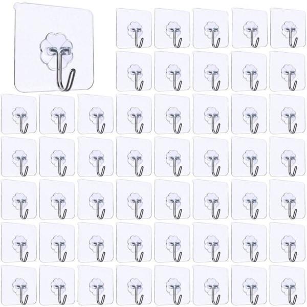 50-pack transparenta, självhäftande krokar