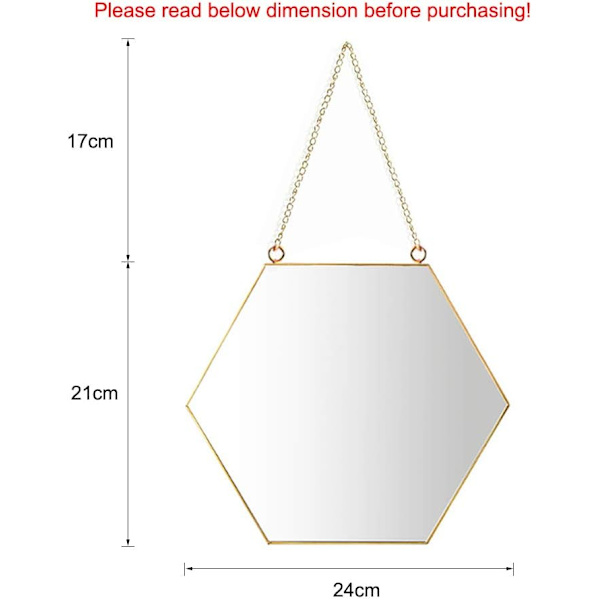21 x 24 cm Messingramme Sekskantet Badeværelse Makeup Spejl med Hængende