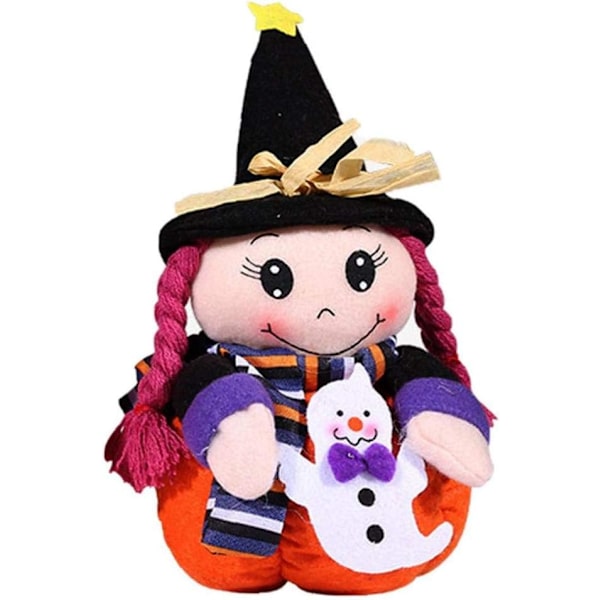 Søte gresskar- og hekseformede dukker til Halloween-dekorasjon, 1 stk. (hvit spøkelsesheks)