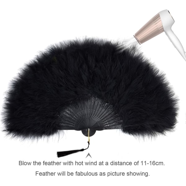 Fjer Fan Hånd Fan til Kvinder Fjer Foldbar Fan Fan Fjer Fl