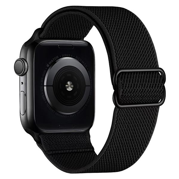 Elastisk rem kompatibel med Apple Watch rem 41mm 40mm 38mm behagelig justerbar sportsrem til iWatch serie 7 6 5 4 SE 3 2 1 damer mænd - sort