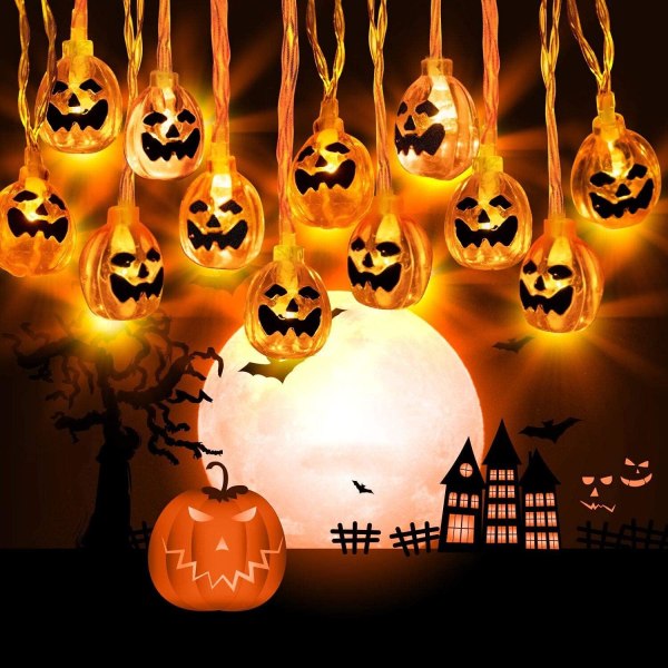 Pumpkin Halloween fairy lights 3 m 20 LED batteridrevet Halloween lys B