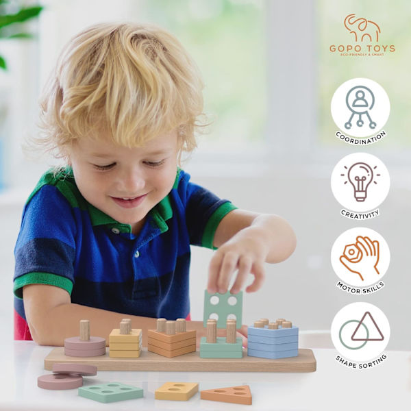 Montessori-leksaker för småbarn från 18 månader och uppåt - Trä Sorter
