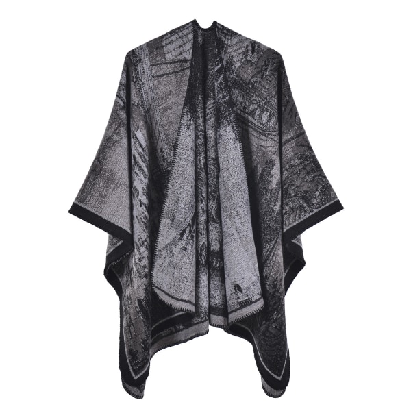 black Fashionable split warm shawl double-sided jacquard women's