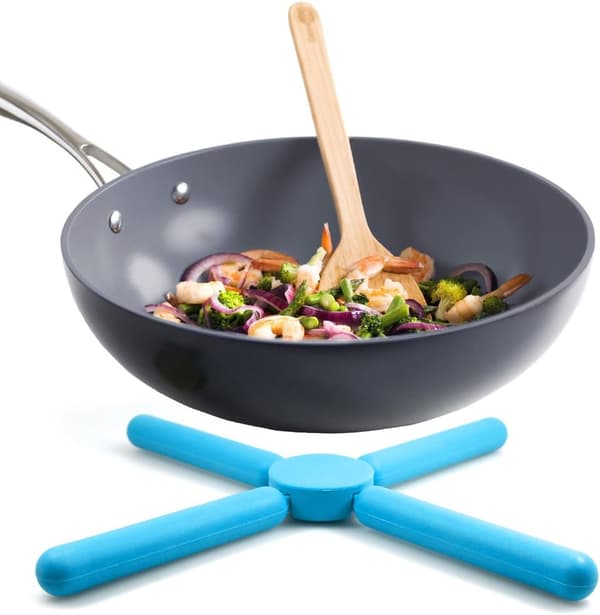 Set med 6 hopfällbara, halkfria silikonunderlägg, stretchbara/hopfällbara