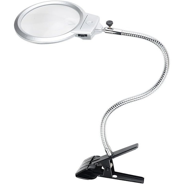 2,5 x 10 x Fleksibel Metal Skrivebords Luplampe med Klemme og 2 LED