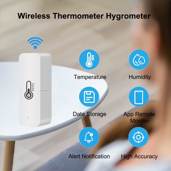 Mini WiFi Smart Temperatur- og fuktighetssensor for vinkjeller, drivhus, vinkjeller