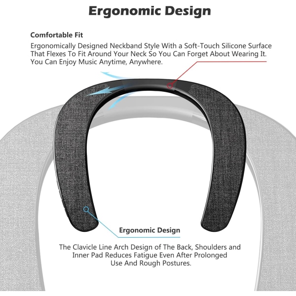 Bærbar Bluetooth-høyttaler Nakkebånd Trådløs Teater Stereo Surro