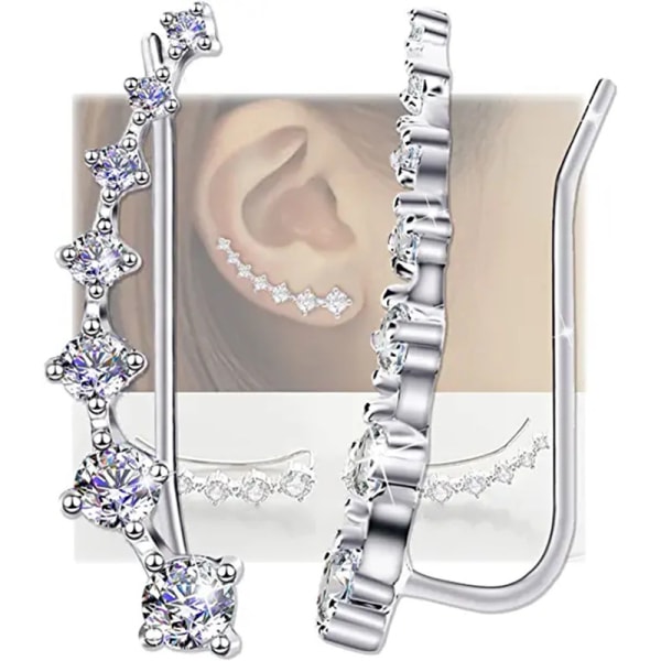 Crystals Ear Cuffs  wish925 Sterling Silver Earrings Hypoallergen