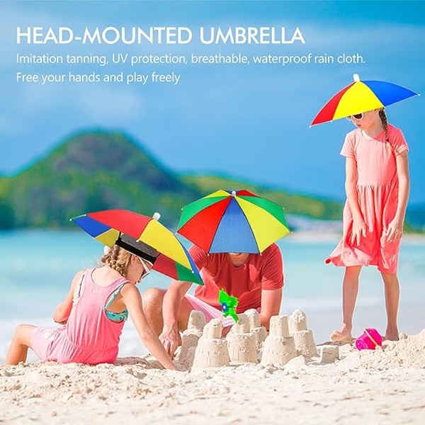 Paraplyhat,2 STK Rainbow Paraply Sunshade Fiskeparaplyhat