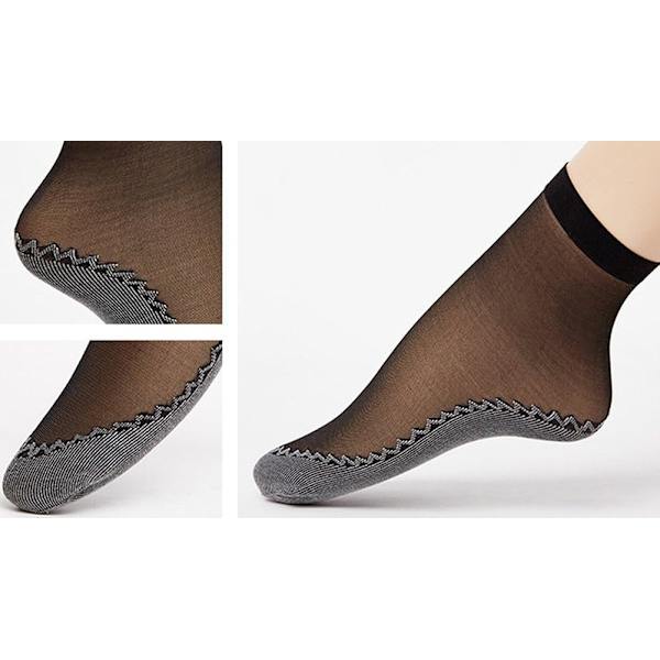 Dam 10 par Silkeslena tunna nylon korta ankelstrumpor