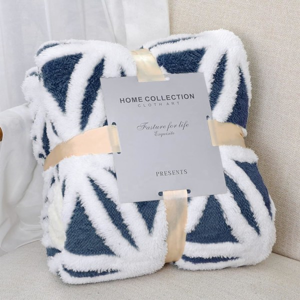 King Size Fleece Teppe Multipurpose Throw Sofa Teppe for Fluffy Soft Extra Large Throw Seng (Navy, 130*160)