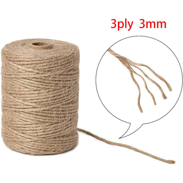 Naturlig Jute Garn 3mm 656 Fot Håndverk Garn Streng for Håndverk
