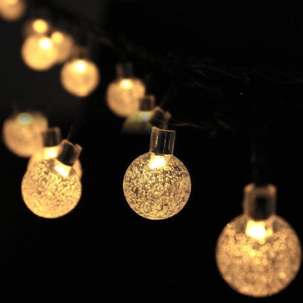 LED-utomhusljusslinga, flerfärgad kristallkula, ljusslinga