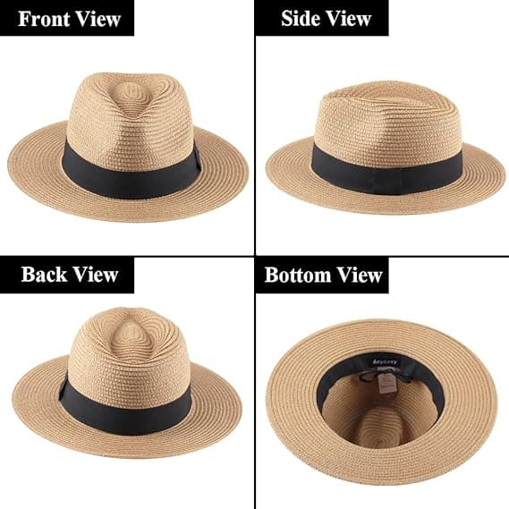Panamastråhattar för kvinnor Sommarstrand Solhatt Bredbrättad Fedora